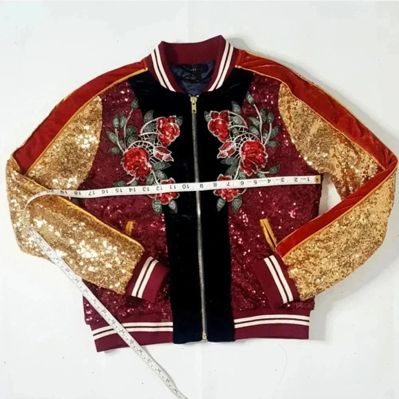 Dance & Marvel Women's Full Zip Retro Y2k DiscoGlitter Bomber Jacket Size  Small - Picture 4 of 8